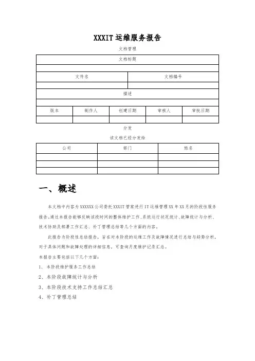 IT运维服务报告总结归纳