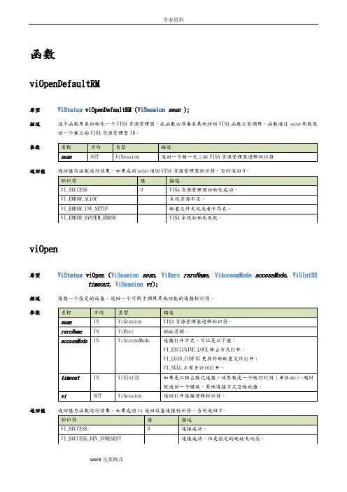 VISA常用函数