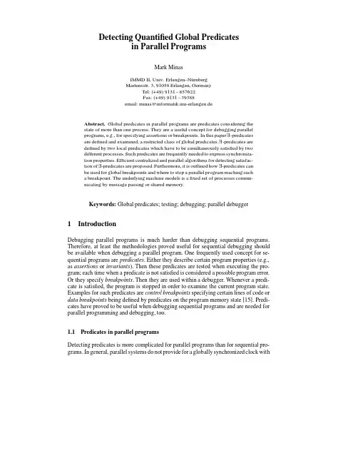 Detecting Quantified Global Predicates in Parallel Programs