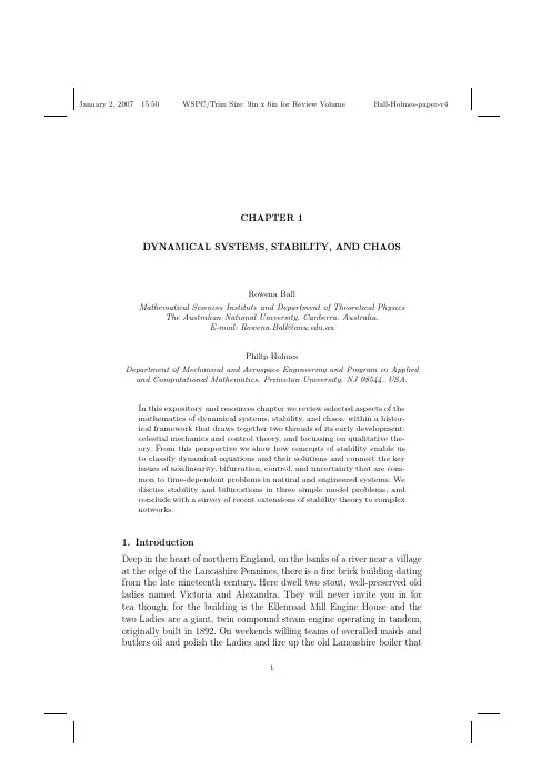DYNAMICAL SYSTEMS, STABILITY, AND CHAOS