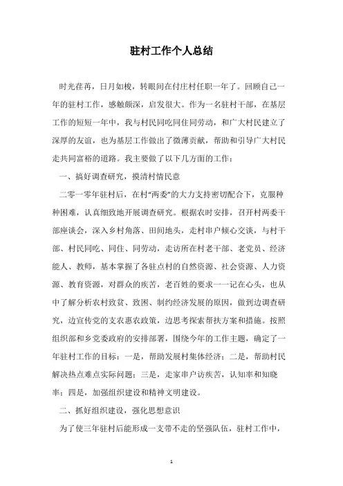 驻村工作个人总结