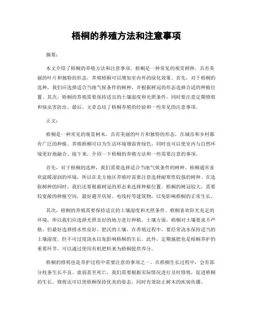 梧桐的养殖方法和注意事项 2