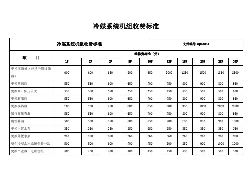 中央空调系统收费明细