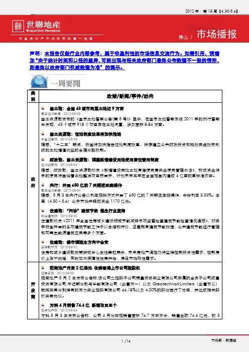 20120507-第18周佛山房地产市场动态播报