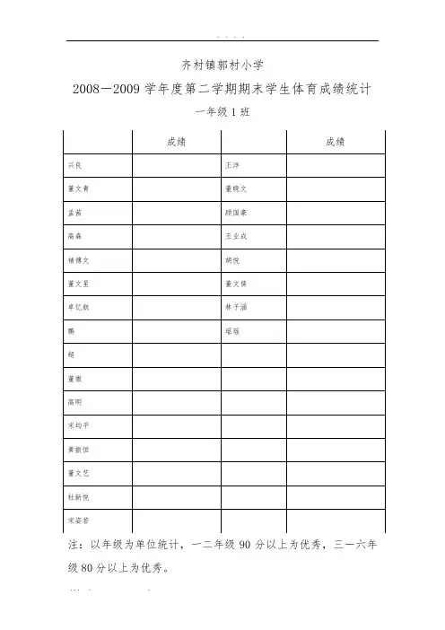 学生体育成绩统计表