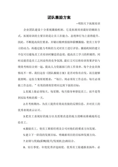 团队激励方案 2