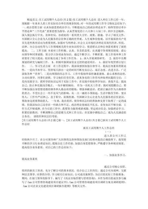员工试用期个人总结