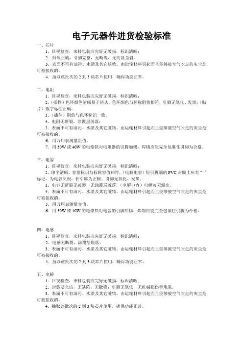 电子元器件进货检验标准