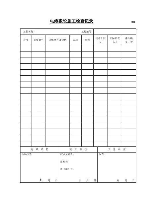 801-电缆敷设施工检查记录