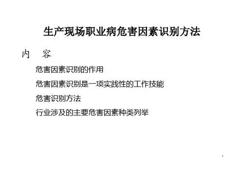 生产现场职业病危害因素识别方法