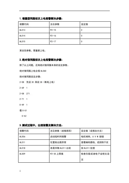 台达伺服常见故障分析与解决