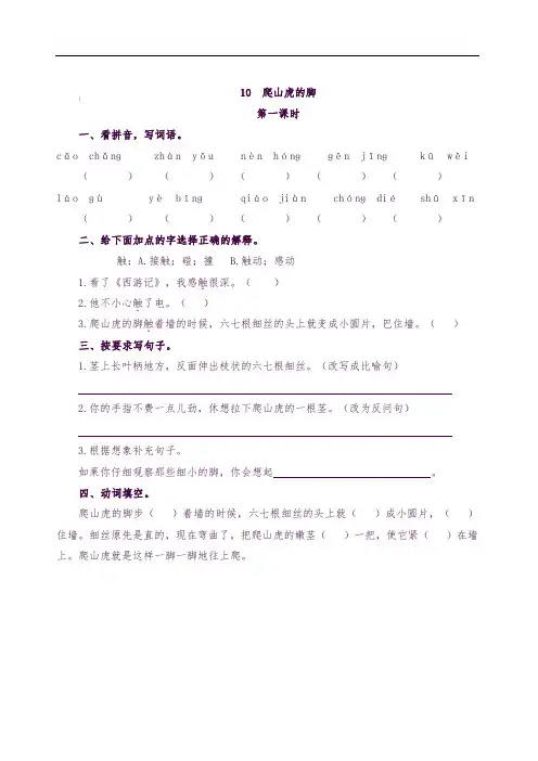 部编版四年级语文上册 10 爬山虎的脚 课时练习