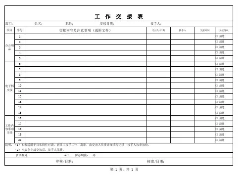 工作交接表 模板