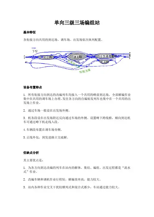 单向三级三场纵列式编组站示意图
