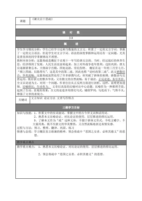 谏太宗十思疏教案