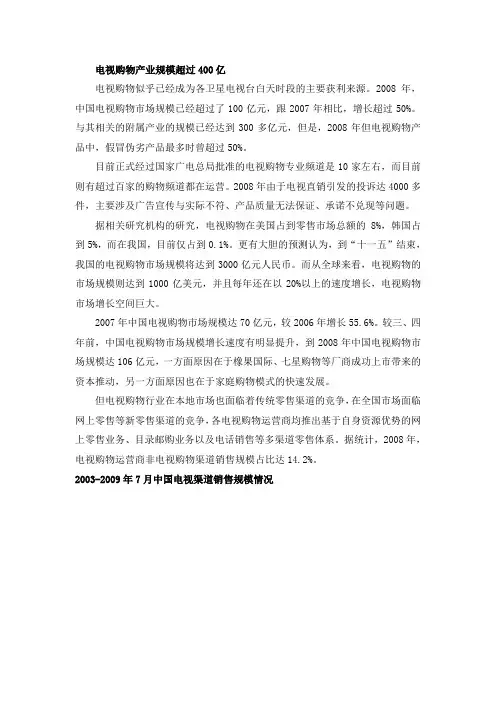 电视购物产业规模分析