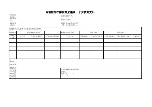 个税附加扣除表