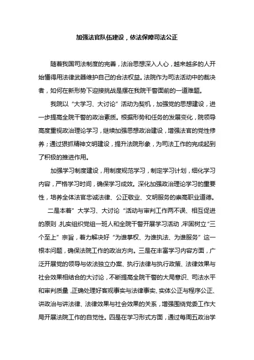 加强法官队伍建设,依法保障司法公正