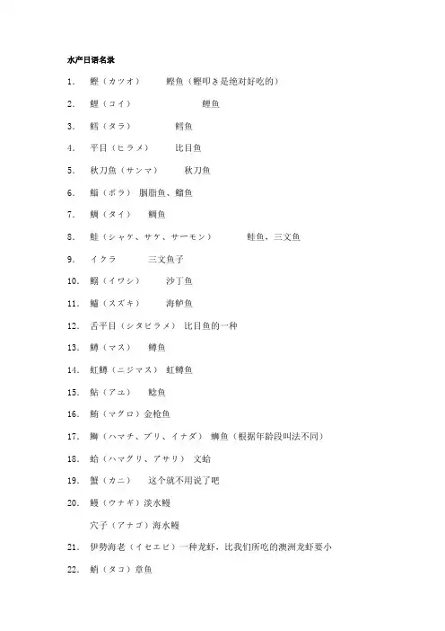 水产日语名录