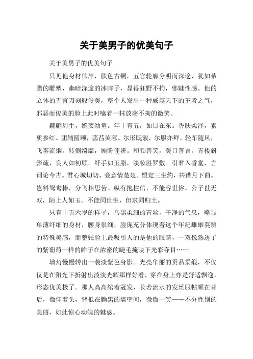 关于美男子的优美句子
