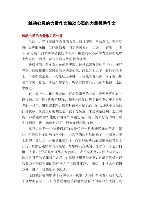 触动心灵的力量作文触动心灵的力量优秀作文