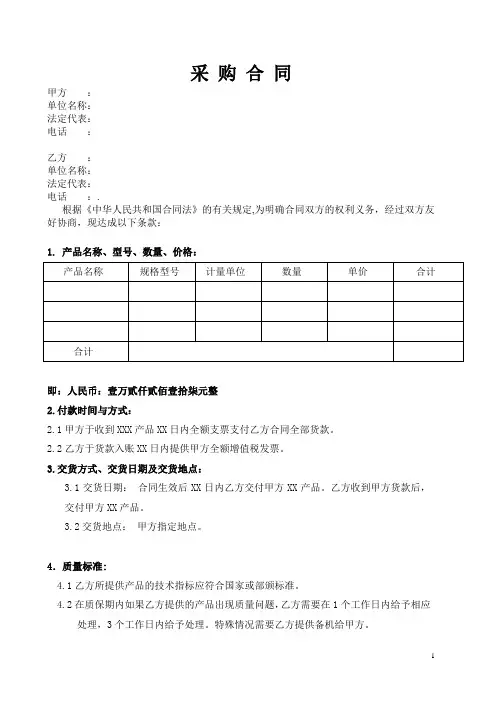 产品购销合同范本 2