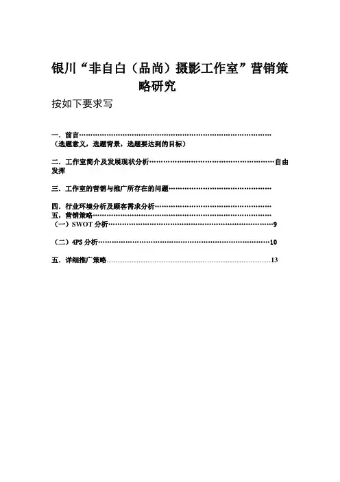 摄影工作室营销策略与研究