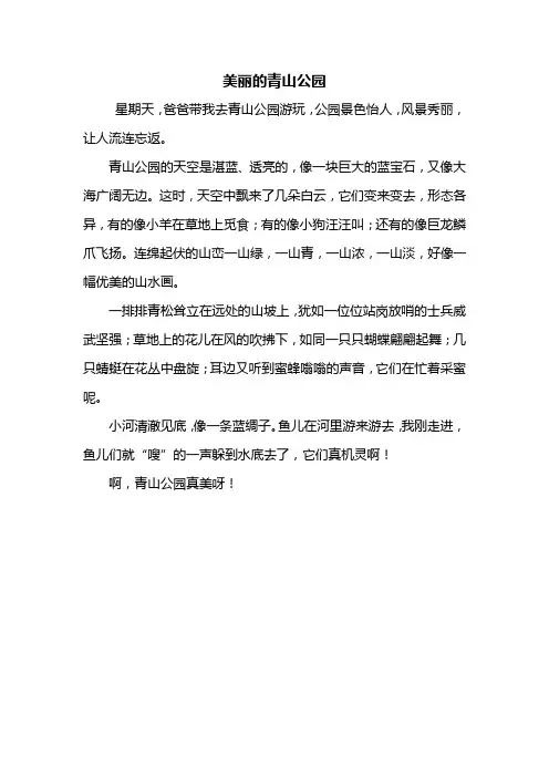 三年级作文：美丽的青山公园作文300字