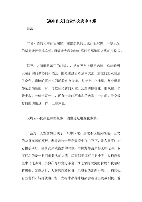 [高中作文]白云作文高中3篇