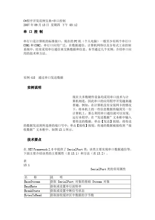 C#程序开发范例宝典-串口控制
