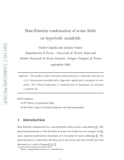 Bose-Einstein condensation of scalar fields on hyperbolic manifolds