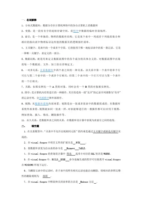 盐城工学院VF考试试题