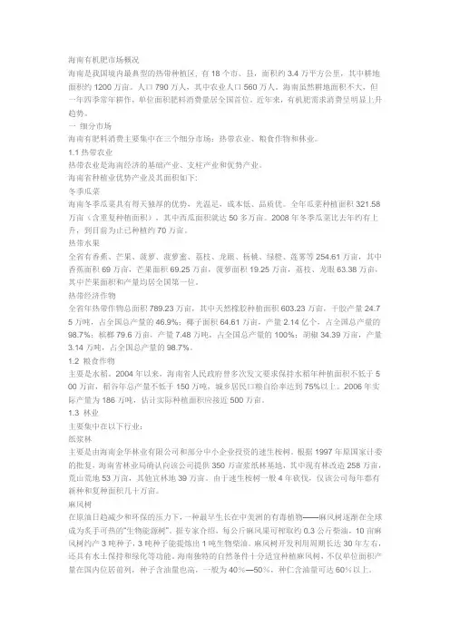 海南有机肥市场概况