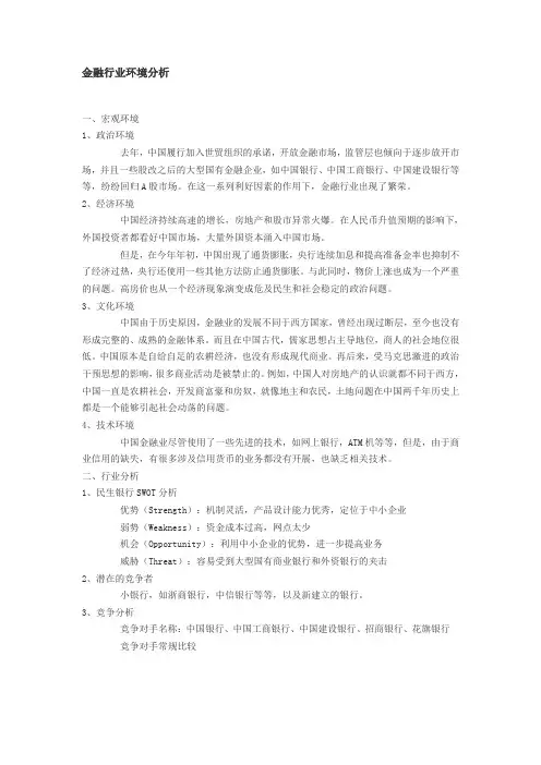 金融行业环境分析