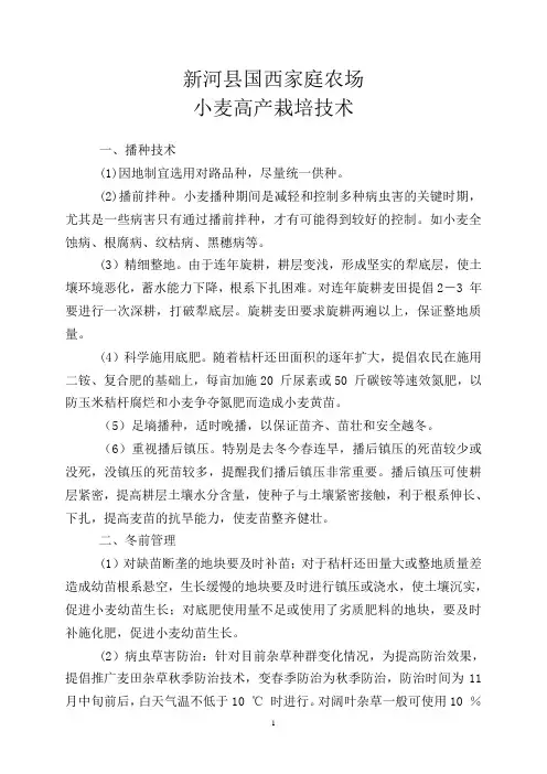小麦高产栽培技术