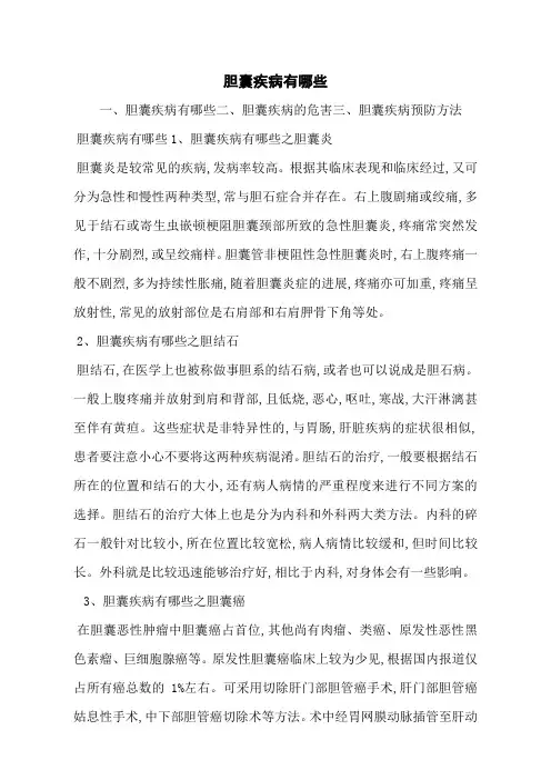 胆囊疾病有哪些