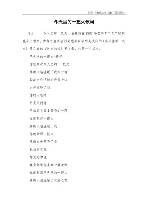 冬天里的一把火歌词