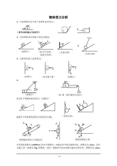 高一物理物体受力分析专题练习