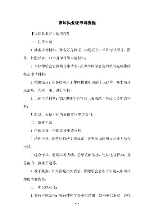 律师执业证申请流程
