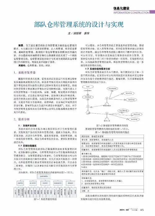 部队仓库管理系统的设计与实现