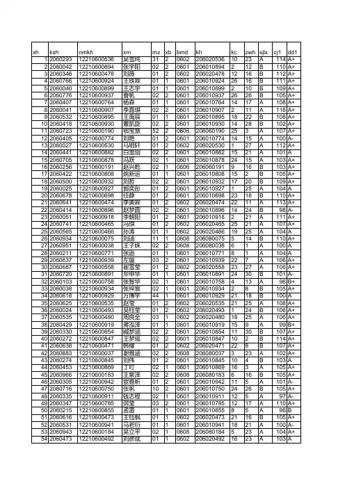 2012年初中中考总成绩