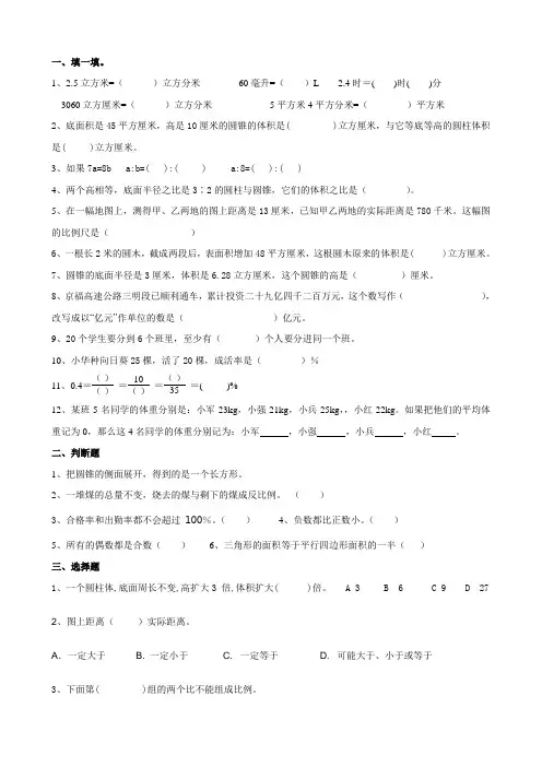 六下总复习试卷7
