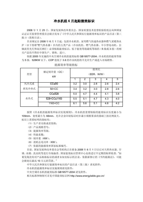 冷水机组能效标识