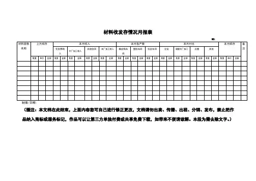 材料收发存情况月报表