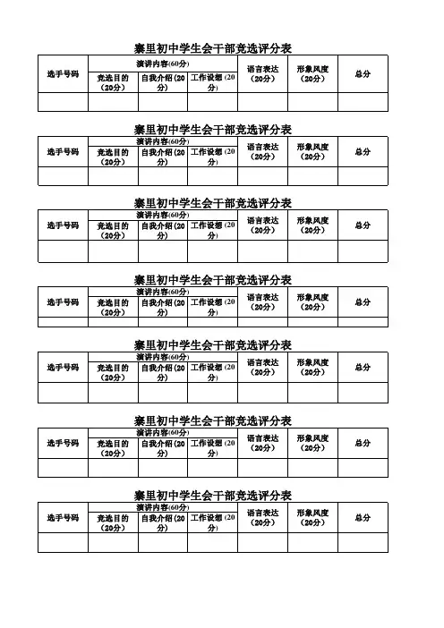 学生会干部竞选评分表