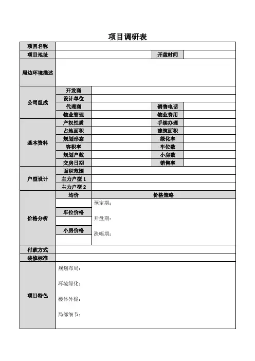房地产市场调研问卷