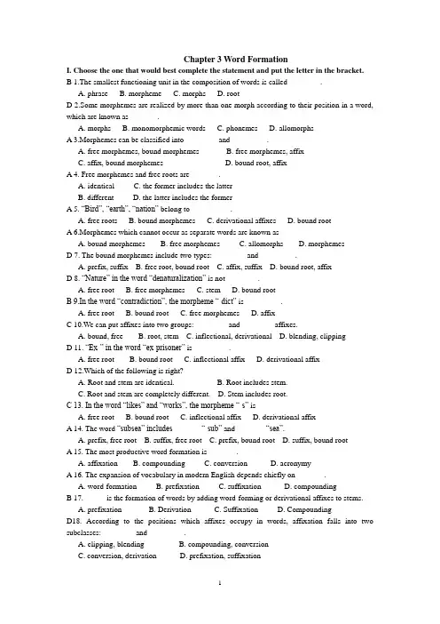 Chapter 3 Word Formation