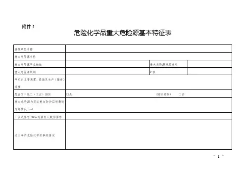 重大危险源备案登记各种表格