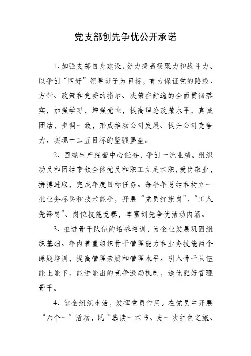 党支部创先争优公开承诺