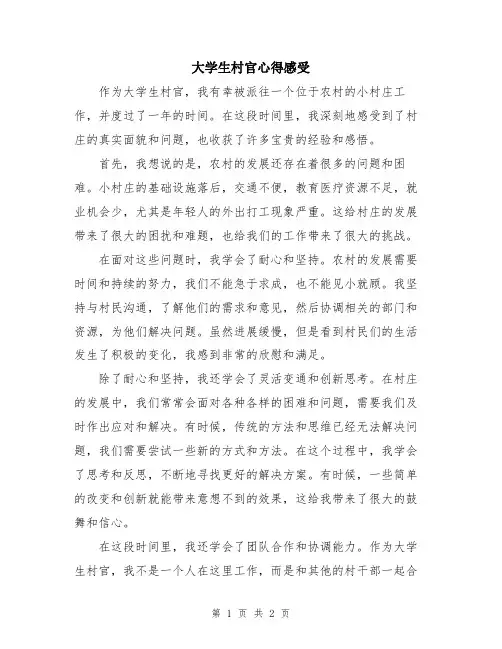 大学生村官心得感受